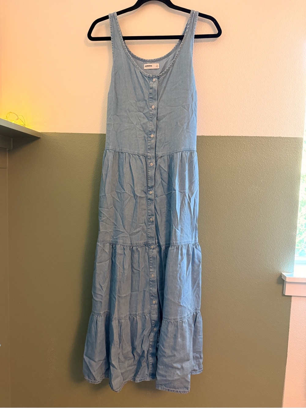 Sonoma Jean Light Blue Button-Front Maxi Dress